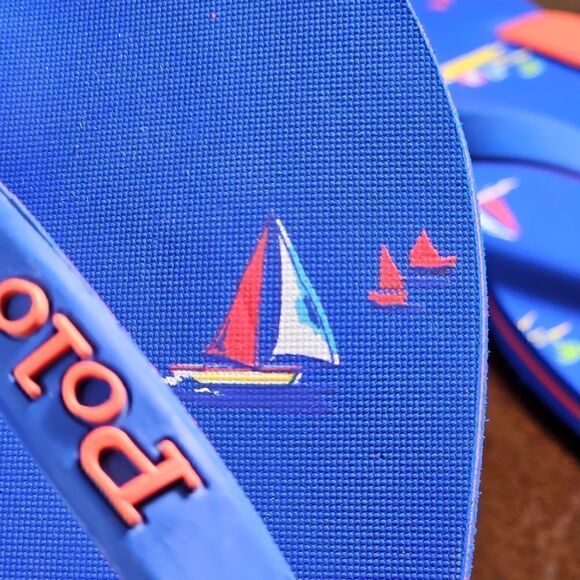 Polo Ralph Lauren Thong Sandals Men\'s Size 11 Blue Red Beach Ship Vacation New main image 10